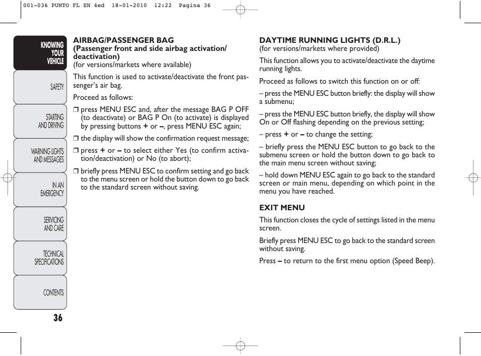 FIAT Punto Evo User Manual | Page 37 / 270