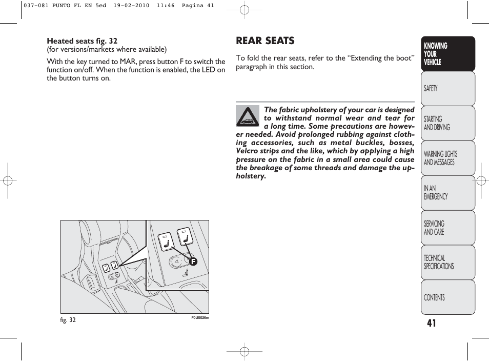 FIAT Punto Evo User Manual | Page 42 / 270