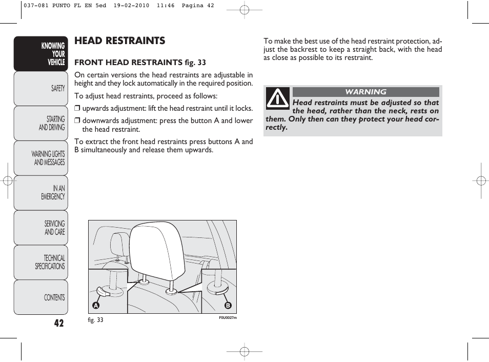 FIAT Punto Evo User Manual | Page 43 / 270