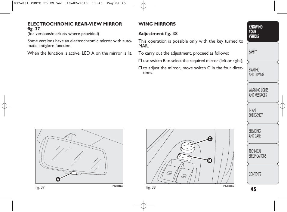 FIAT Punto Evo User Manual | Page 46 / 270