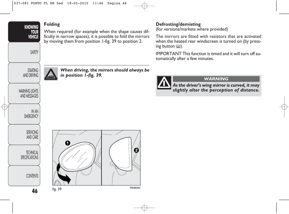 FIAT Punto Evo User Manual | Page 47 / 270