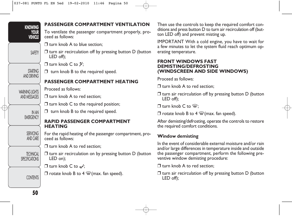 FIAT Punto Evo User Manual | Page 51 / 270