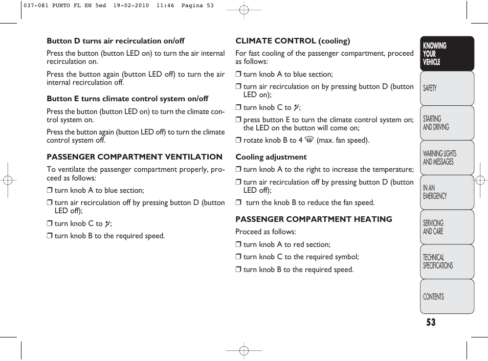 FIAT Punto Evo User Manual | Page 54 / 270