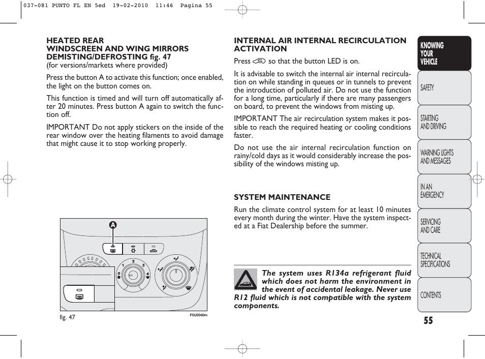 FIAT Punto Evo User Manual | Page 56 / 270