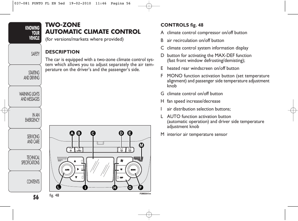 FIAT Punto Evo User Manual | Page 57 / 270