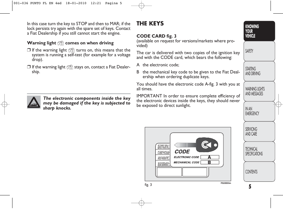 FIAT Punto Evo User Manual | Page 6 / 270