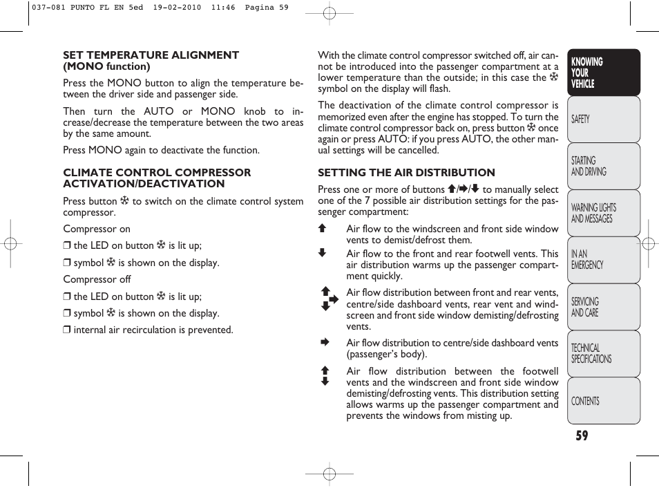 FIAT Punto Evo User Manual | Page 60 / 270