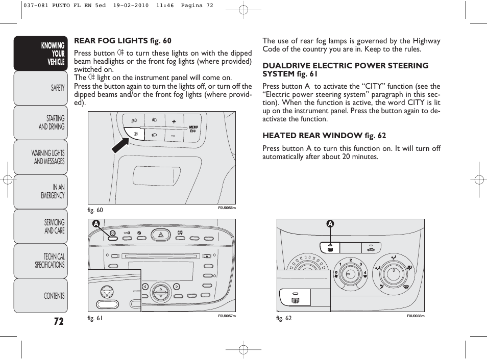 FIAT Punto Evo User Manual | Page 73 / 270