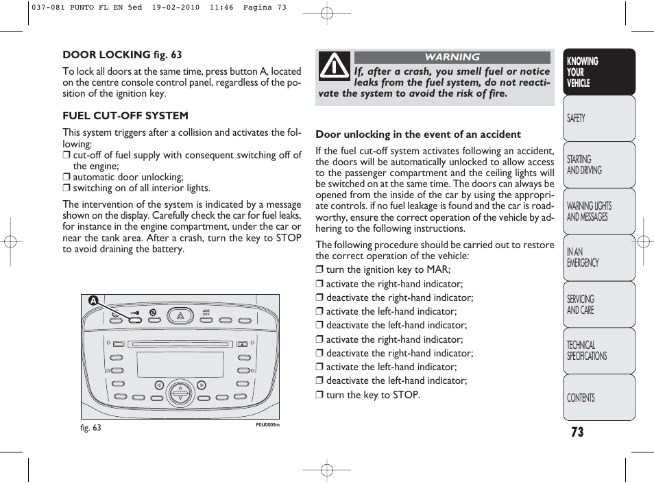 FIAT Punto Evo User Manual | Page 74 / 270