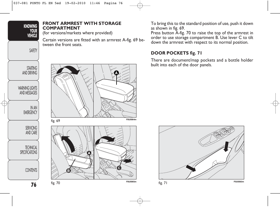 FIAT Punto Evo User Manual | Page 77 / 270