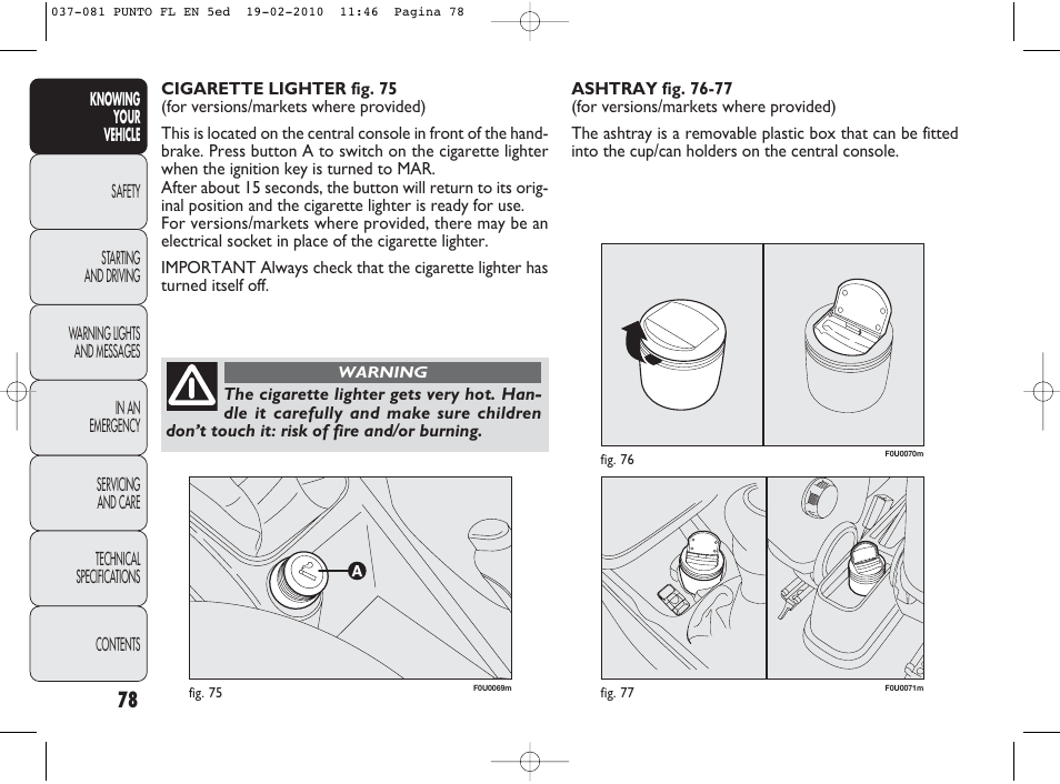 FIAT Punto Evo User Manual | Page 79 / 270