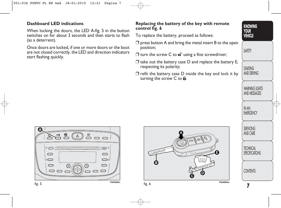 FIAT Punto Evo User Manual | Page 8 / 270