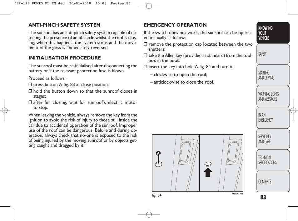 FIAT Punto Evo User Manual | Page 84 / 270