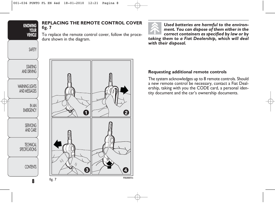 FIAT Punto Evo User Manual | Page 9 / 270