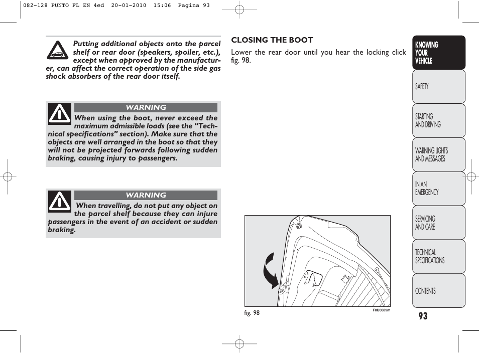 FIAT Punto Evo User Manual | Page 94 / 270