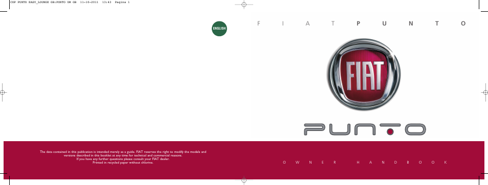 FIAT Punto 2012 User Manual | 271 pages