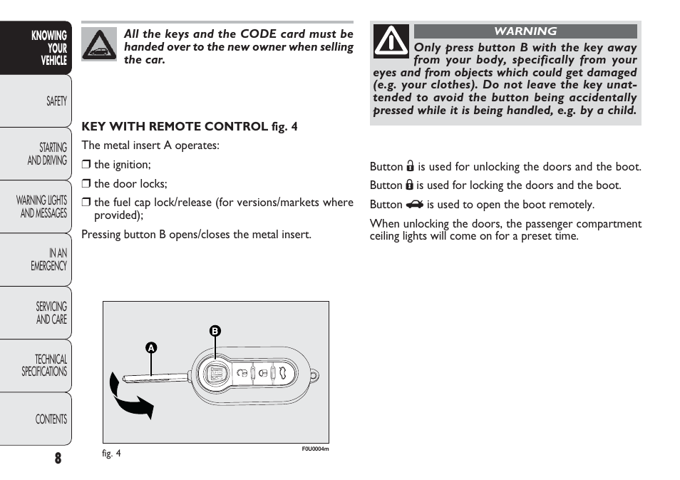 FIAT Punto 2012 User Manual | Page 10 / 271