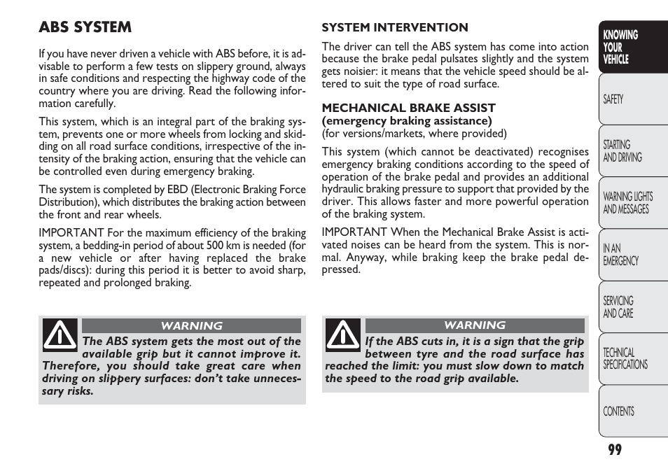 FIAT Punto 2012 User Manual | Page 101 / 271