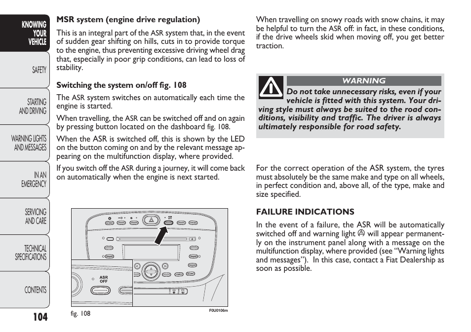 FIAT Punto 2012 User Manual | Page 106 / 271