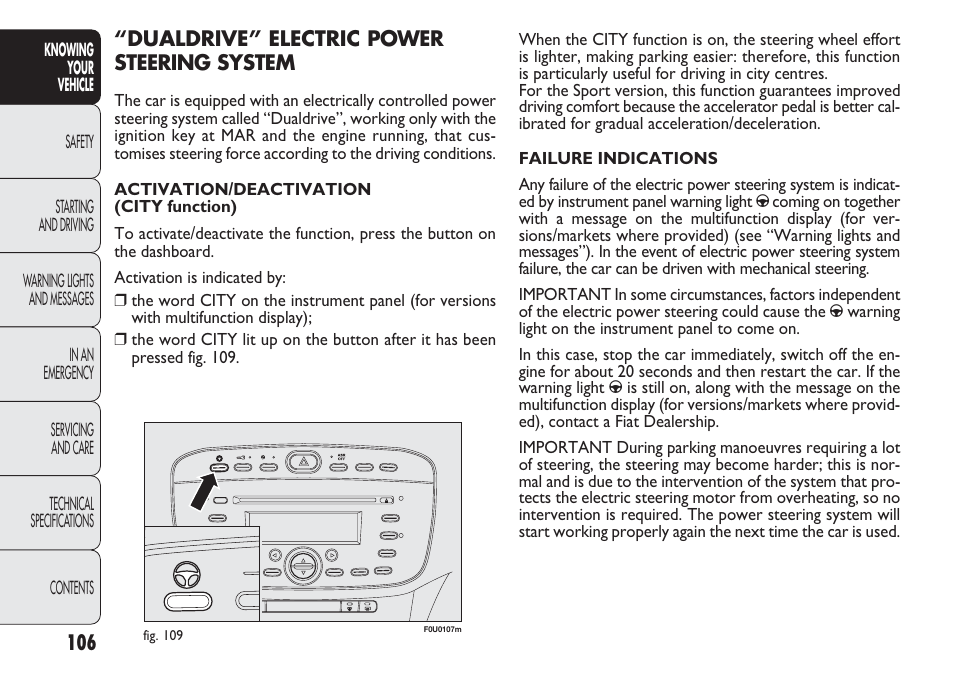 FIAT Punto 2012 User Manual | Page 108 / 271