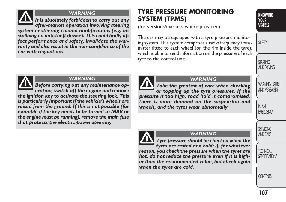 FIAT Punto 2012 User Manual | Page 109 / 271