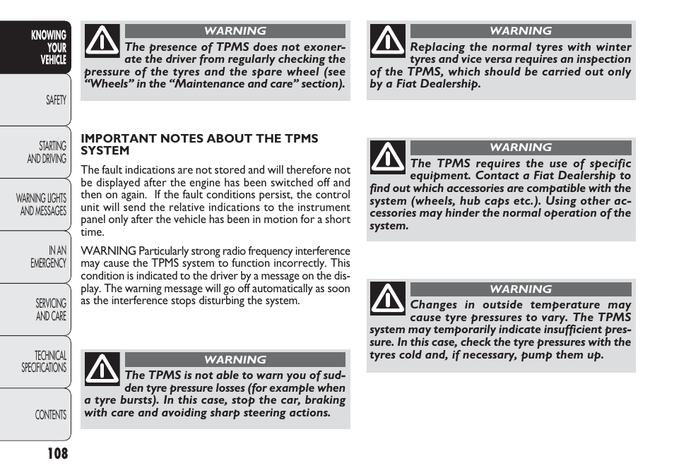 FIAT Punto 2012 User Manual | Page 110 / 271