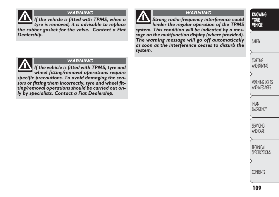 FIAT Punto 2012 User Manual | Page 111 / 271