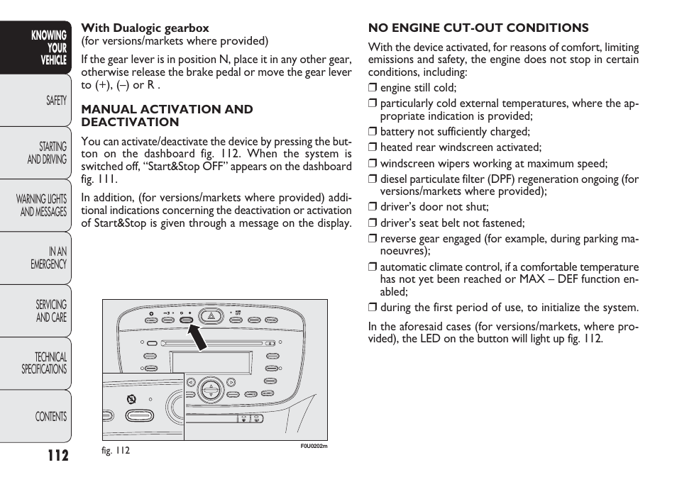 FIAT Punto 2012 User Manual | Page 114 / 271