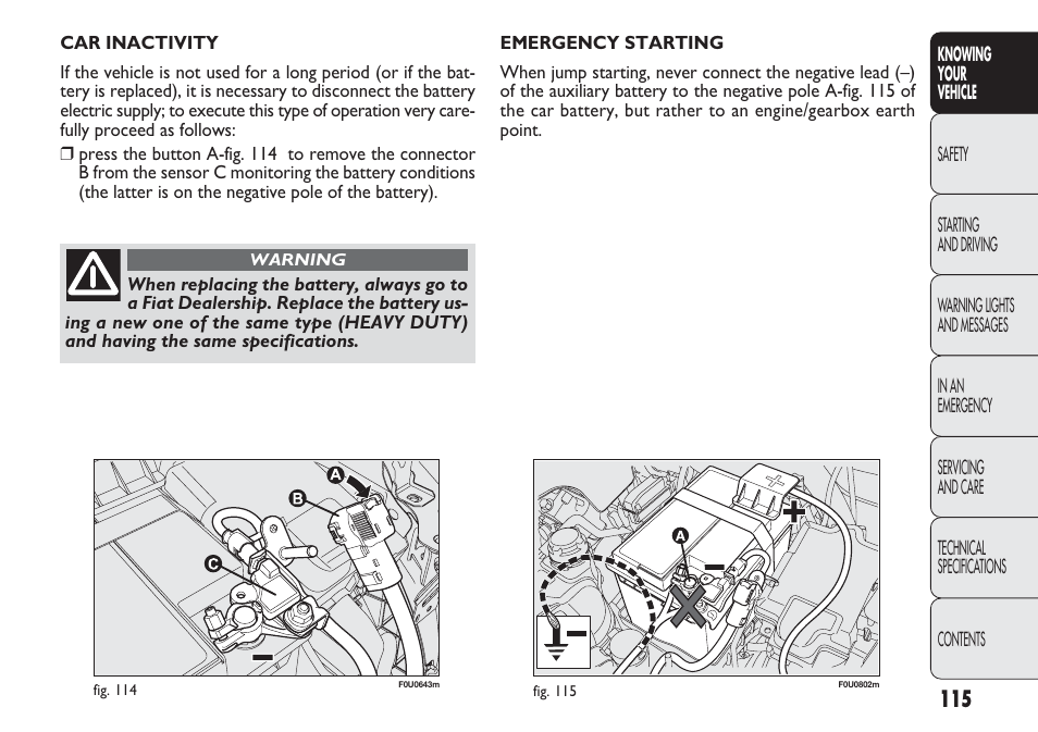 FIAT Punto 2012 User Manual | Page 117 / 271