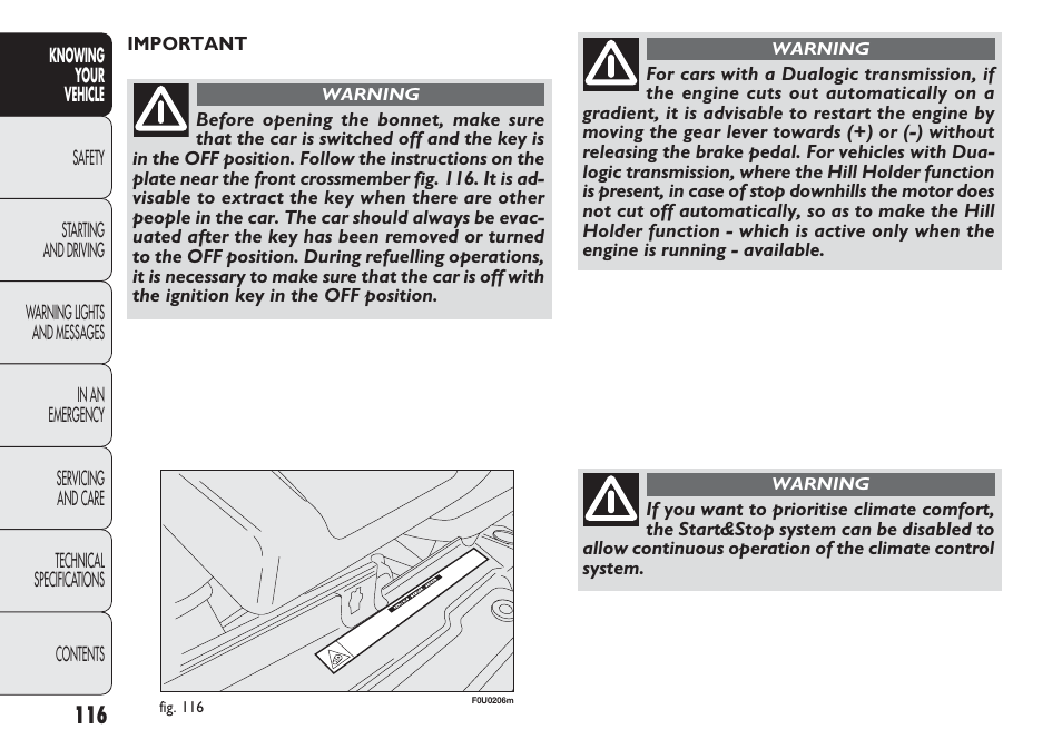 FIAT Punto 2012 User Manual | Page 118 / 271