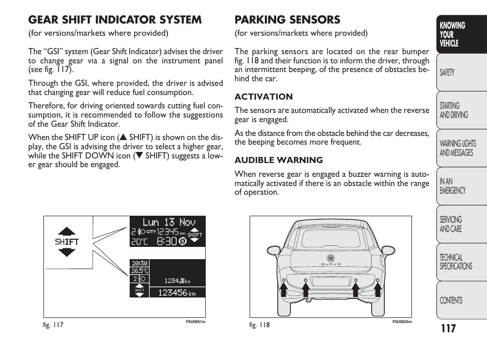 FIAT Punto 2012 User Manual | Page 119 / 271