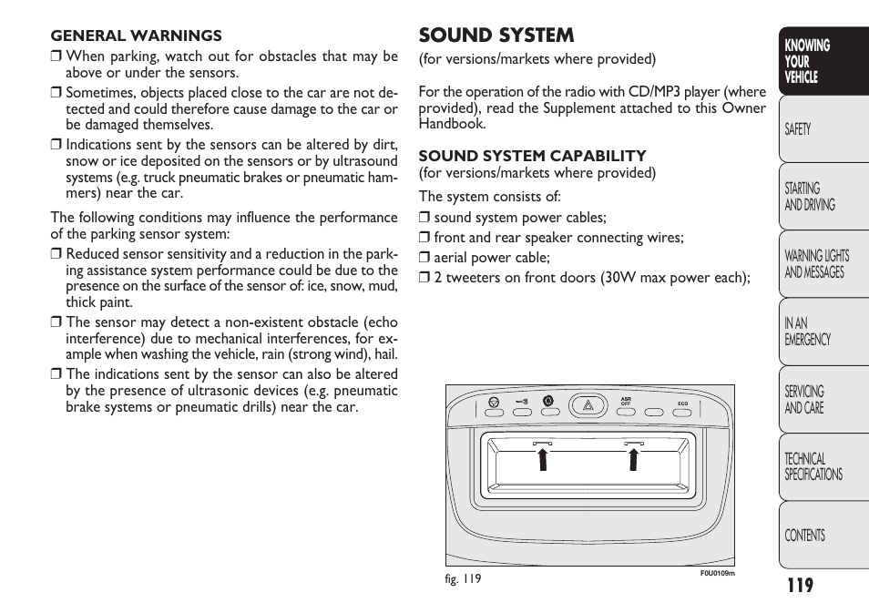 FIAT Punto 2012 User Manual | Page 121 / 271