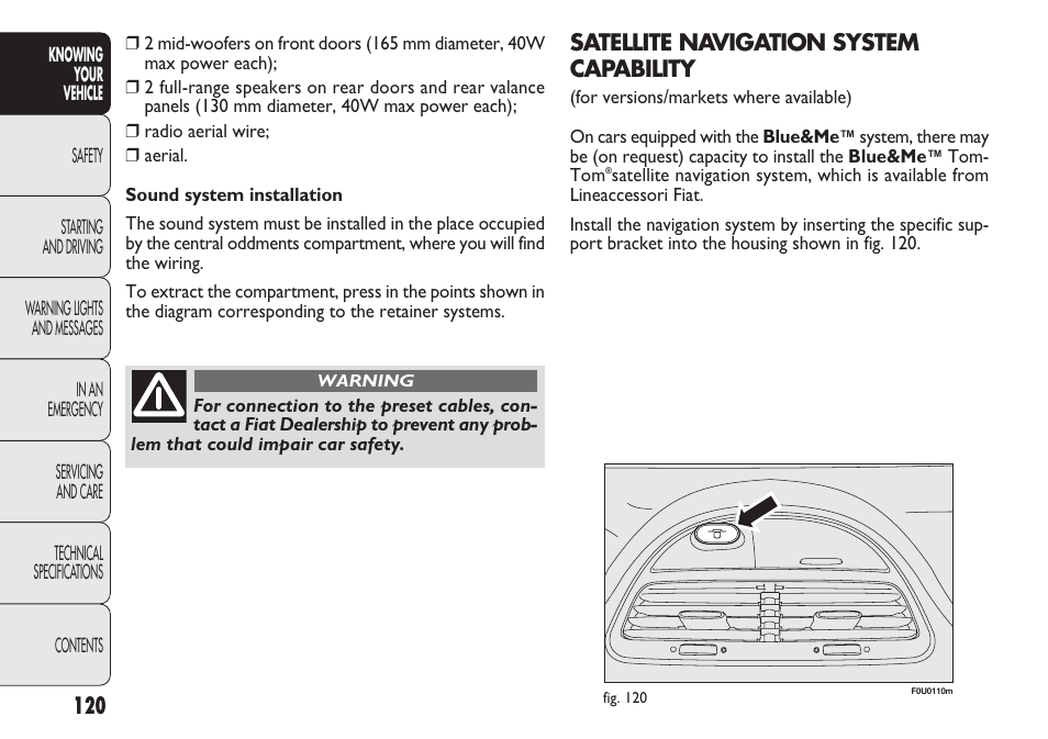 FIAT Punto 2012 User Manual | Page 122 / 271