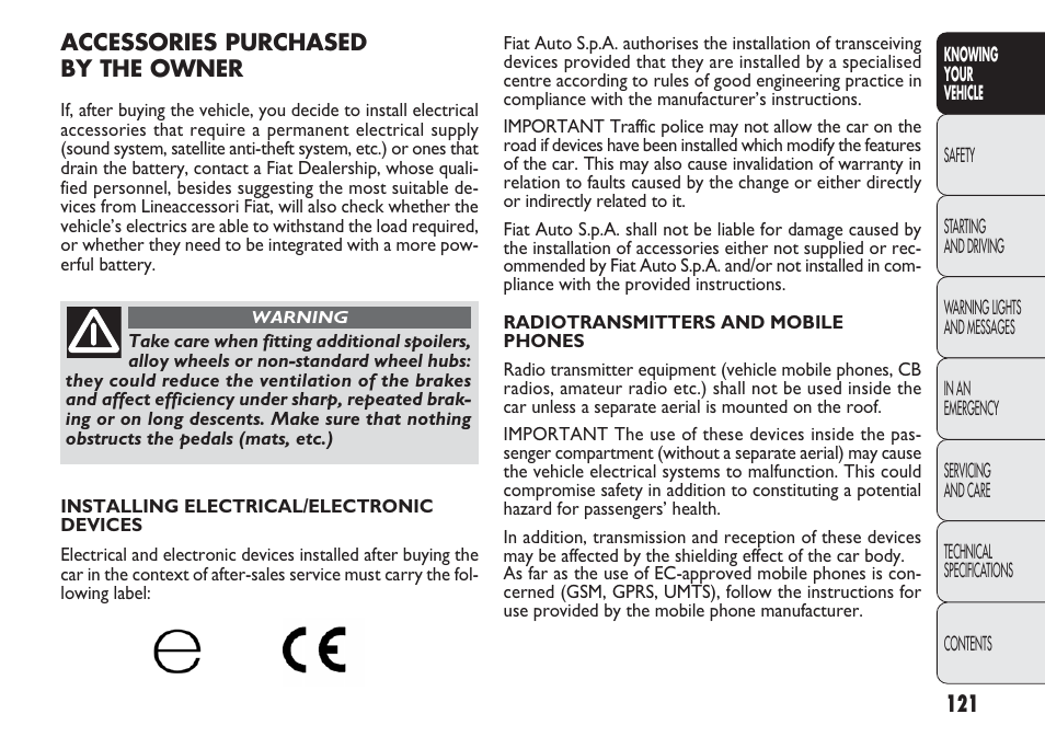 FIAT Punto 2012 User Manual | Page 123 / 271