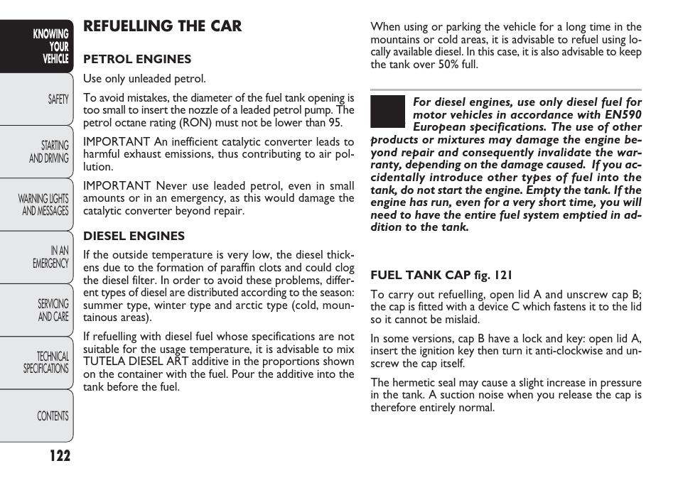 FIAT Punto 2012 User Manual | Page 124 / 271