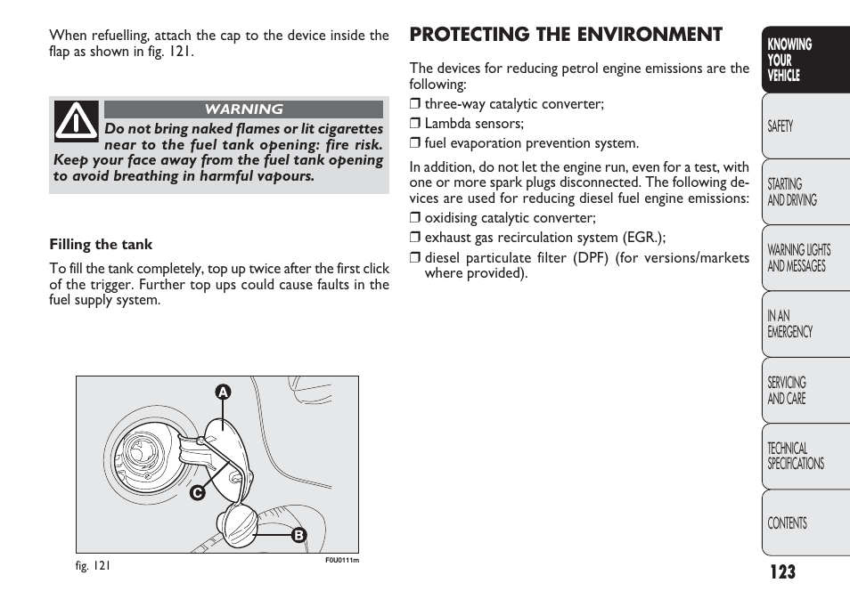 FIAT Punto 2012 User Manual | Page 125 / 271