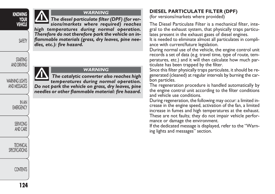 FIAT Punto 2012 User Manual | Page 126 / 271