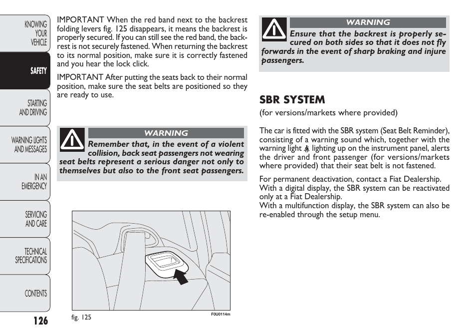 FIAT Punto 2012 User Manual | Page 128 / 271