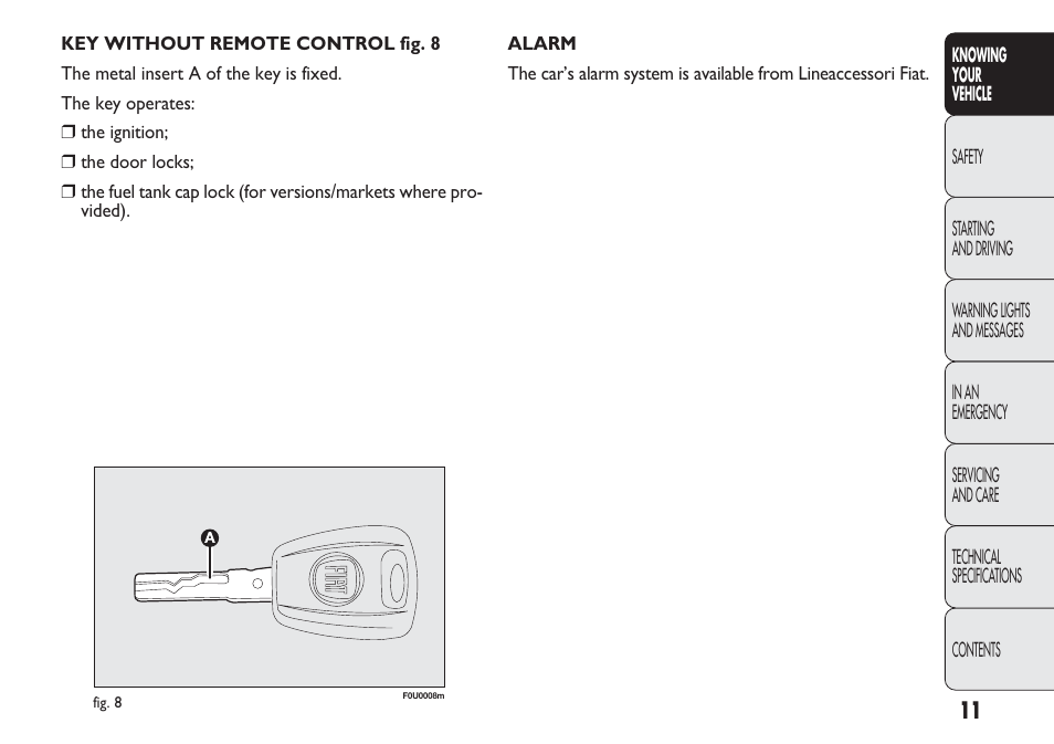 FIAT Punto 2012 User Manual | Page 13 / 271