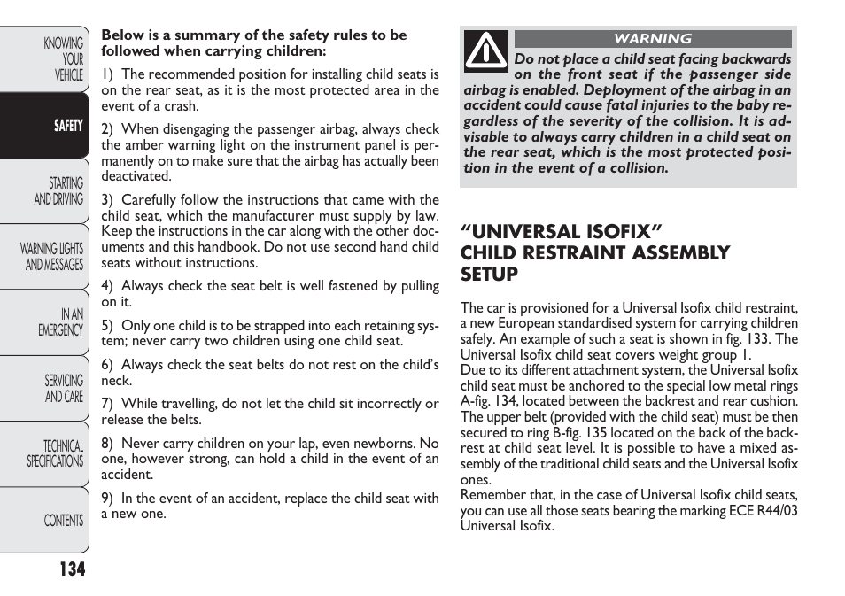 FIAT Punto 2012 User Manual | Page 136 / 271