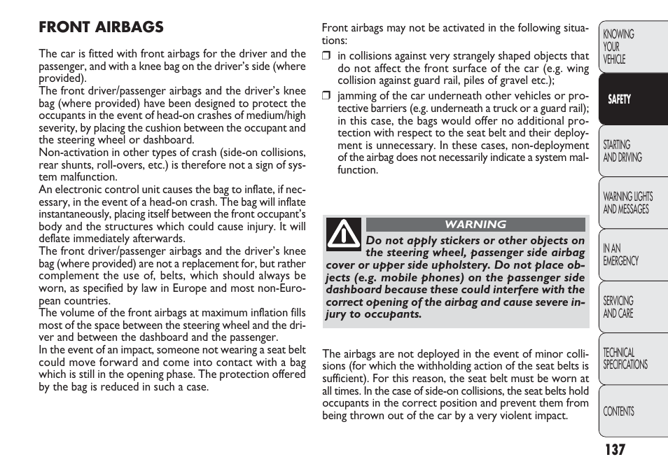 FIAT Punto 2012 User Manual | Page 139 / 271