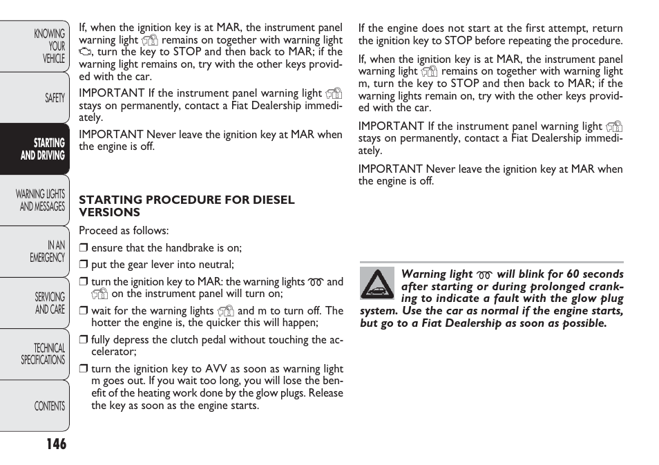 FIAT Punto 2012 User Manual | Page 148 / 271