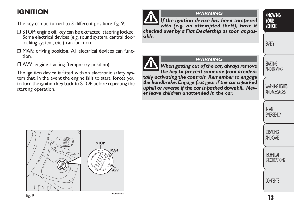 FIAT Punto 2012 User Manual | Page 15 / 271