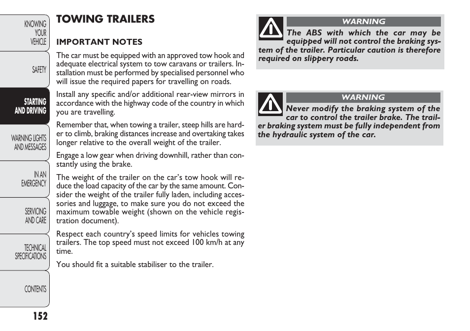 FIAT Punto 2012 User Manual | Page 154 / 271