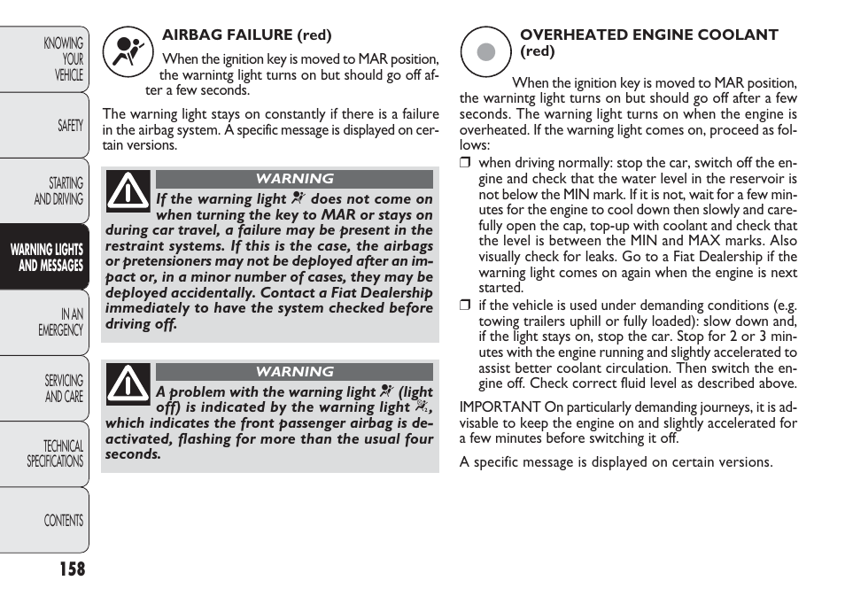 FIAT Punto 2012 User Manual | Page 160 / 271