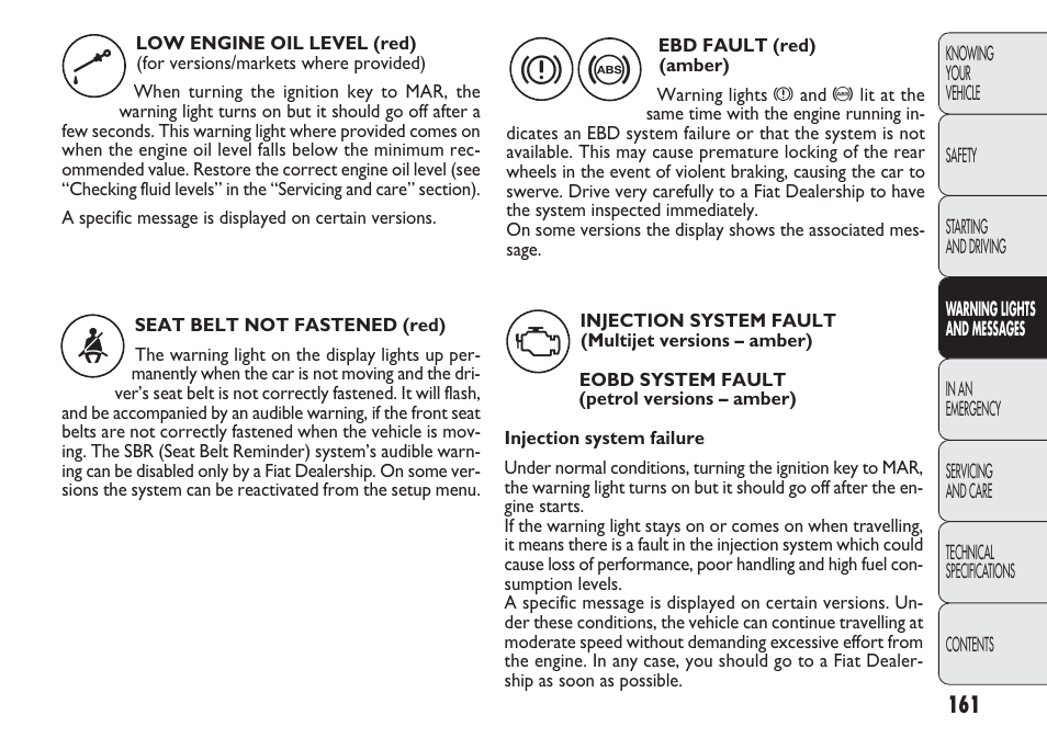 FIAT Punto 2012 User Manual | Page 163 / 271