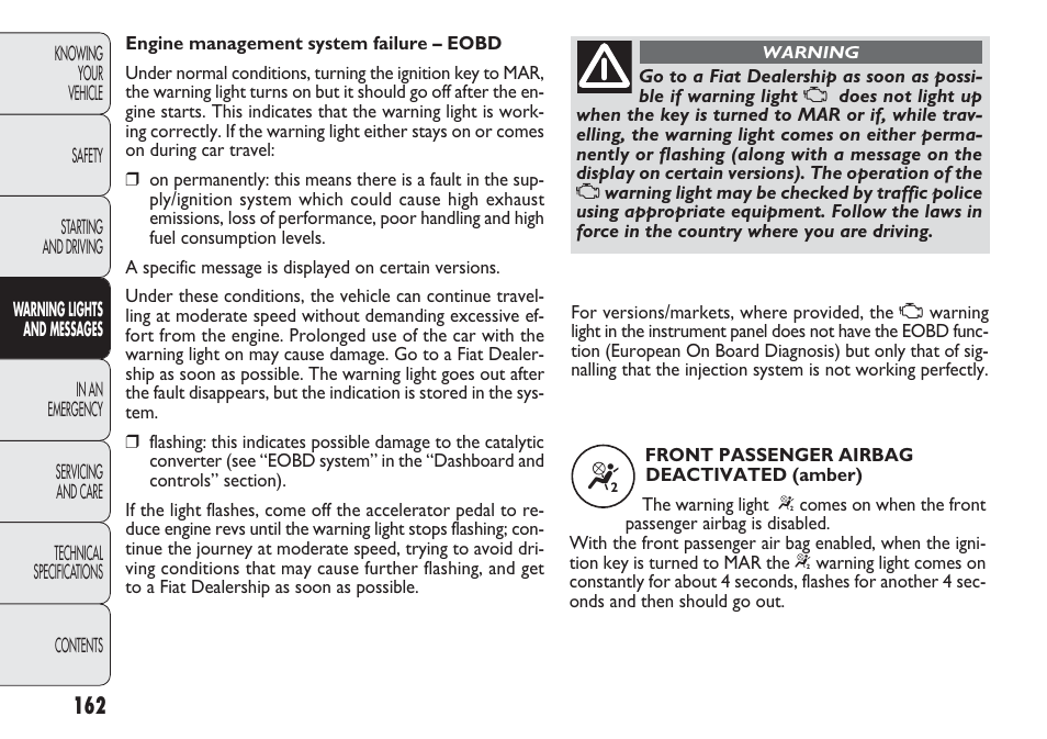 FIAT Punto 2012 User Manual | Page 164 / 271