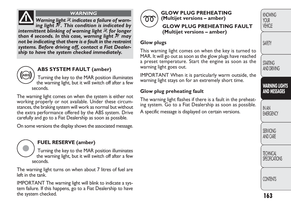 FIAT Punto 2012 User Manual | Page 165 / 271