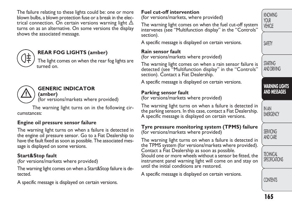 FIAT Punto 2012 User Manual | Page 167 / 271