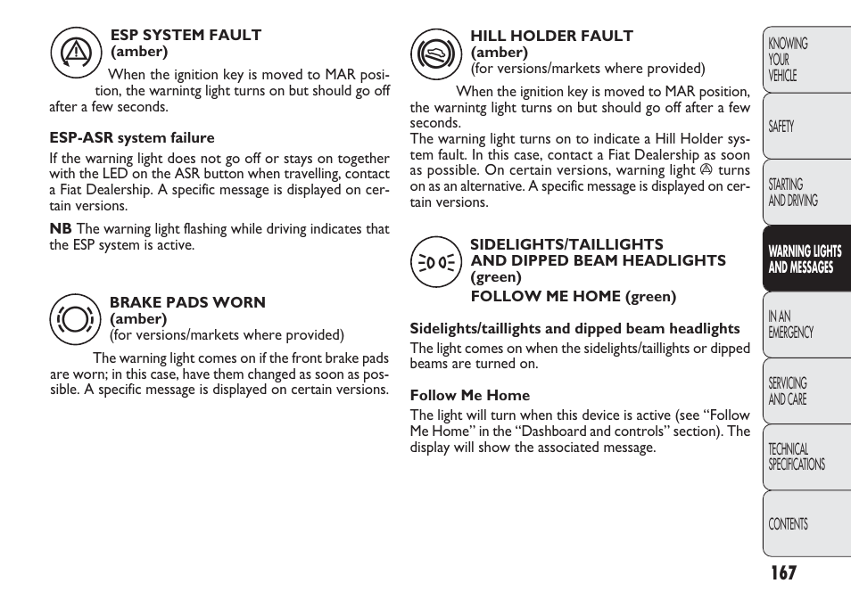 FIAT Punto 2012 User Manual | Page 169 / 271